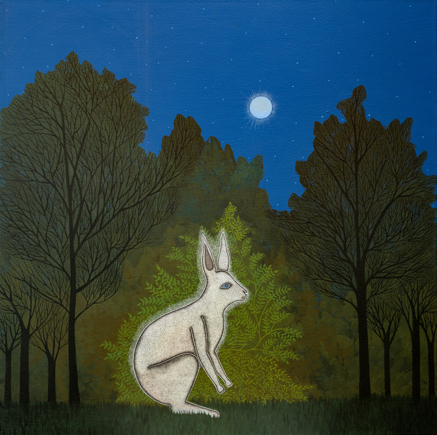 Moonstruck 80 x 80 cm Acrylic and pen on canvas-In private collection